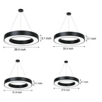 Corona Modern Ring Pendant Light | Black or White LED Circular Chandelier for Office and Living Room