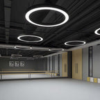 Corona Modern Ring Pendant Light | Black or White LED Circular Chandelier for Office and Living Room