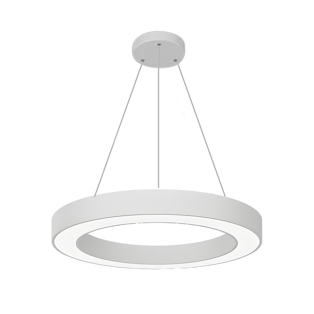 Corona Modern Ring Pendant Light | Black or White LED Circular Chandelier for Office and Living Room
