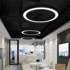 Corona Modern Ring Pendant Light | Black or White LED Circular Chandelier for Office and Living Room