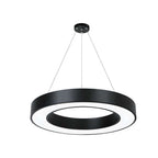 Corona Modern Ring Pendant Light | Black or White LED Circular Chandelier for Office and Living Room