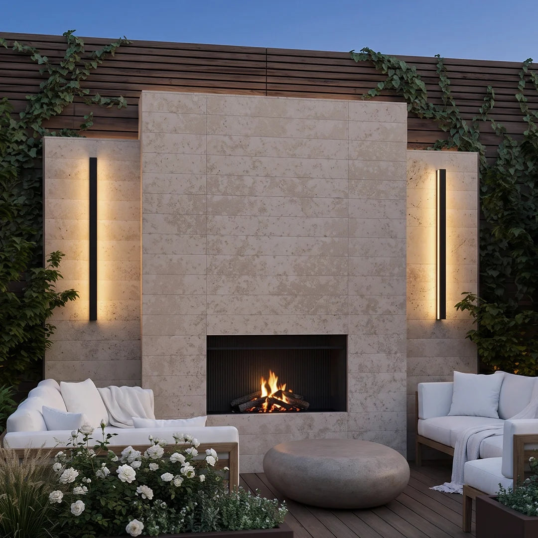 Axis Modern Linear Outdoor Wall Sconce | Slim Black Aluminum LED Bar, Waterproof, Dimmable