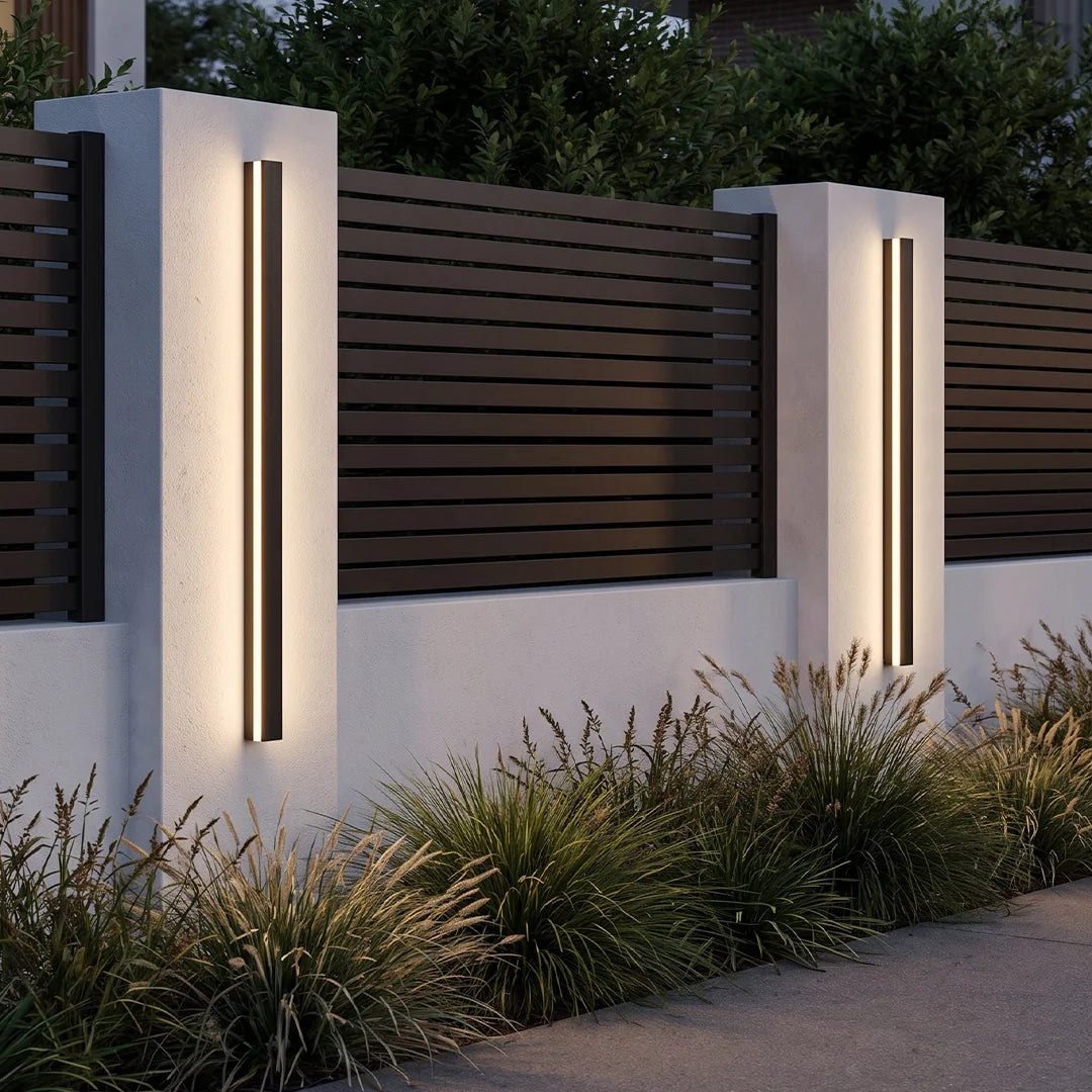 Axis Modern Linear Outdoor Wall Sconce | Slim Black Aluminum LED Bar, Waterproof, Dimmable