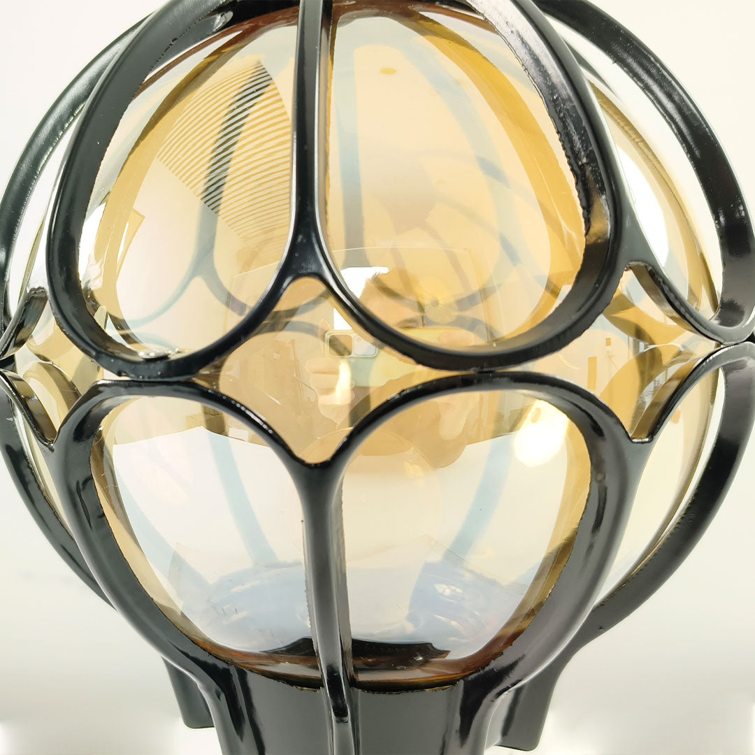 Marlowe Retro Globe Pillar Light | Outdoor Fence Post Lantern with Glass Globe, Black or Bronze