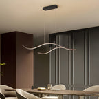 Crescent Modern Wave Linear Pendant Light | Dimmable LED Kitchen Island Chandelier, Black, Gold or Chrome
