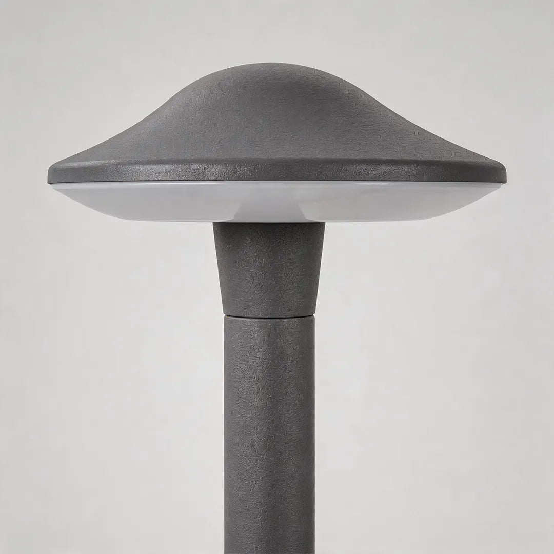Morel Modern Mushroom Path Light | Gray Aluminum Outdoor LED Landscape Light, Warm White