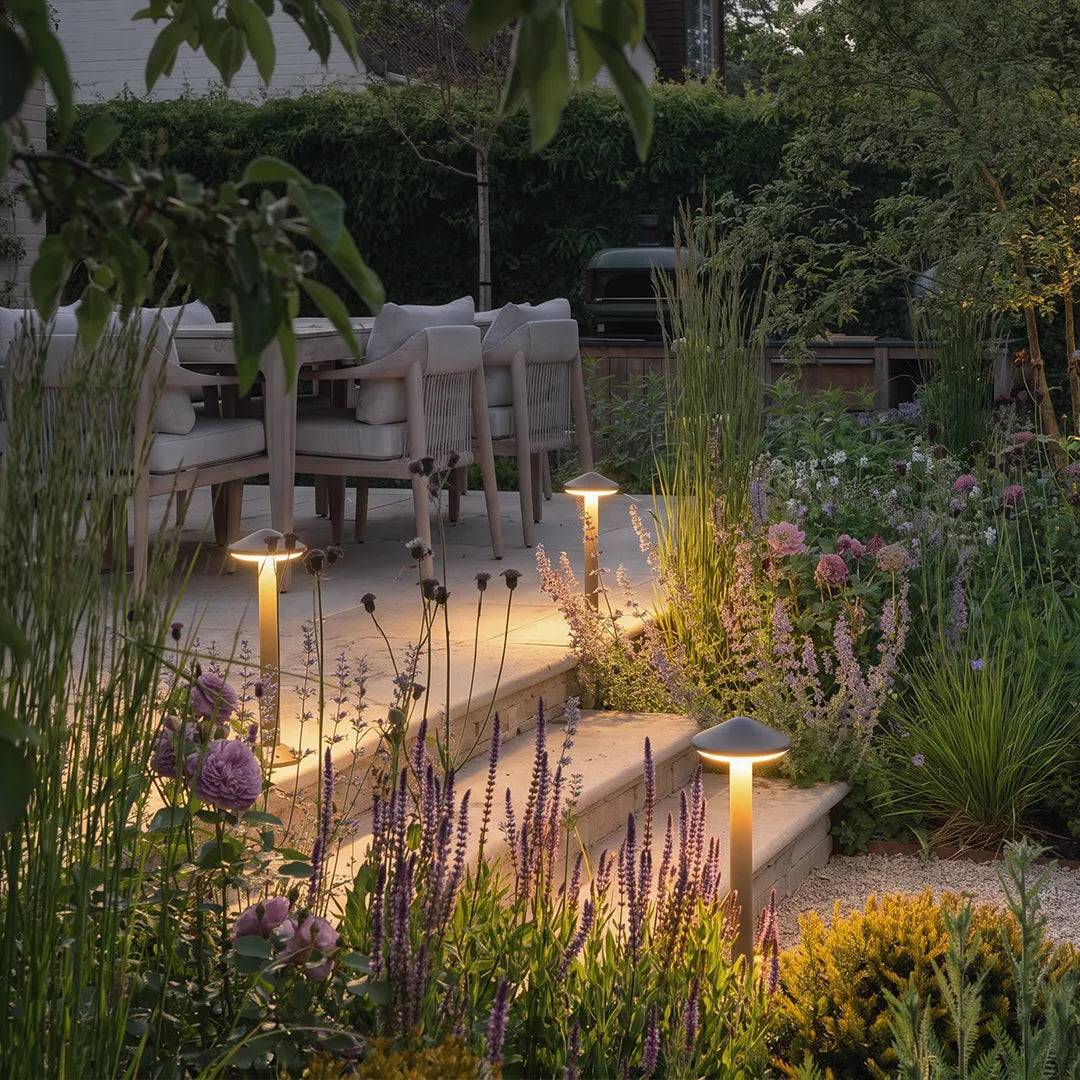 Morel Modern Mushroom Path Light | Gray Aluminum Outdoor LED Landscape Light, Warm White