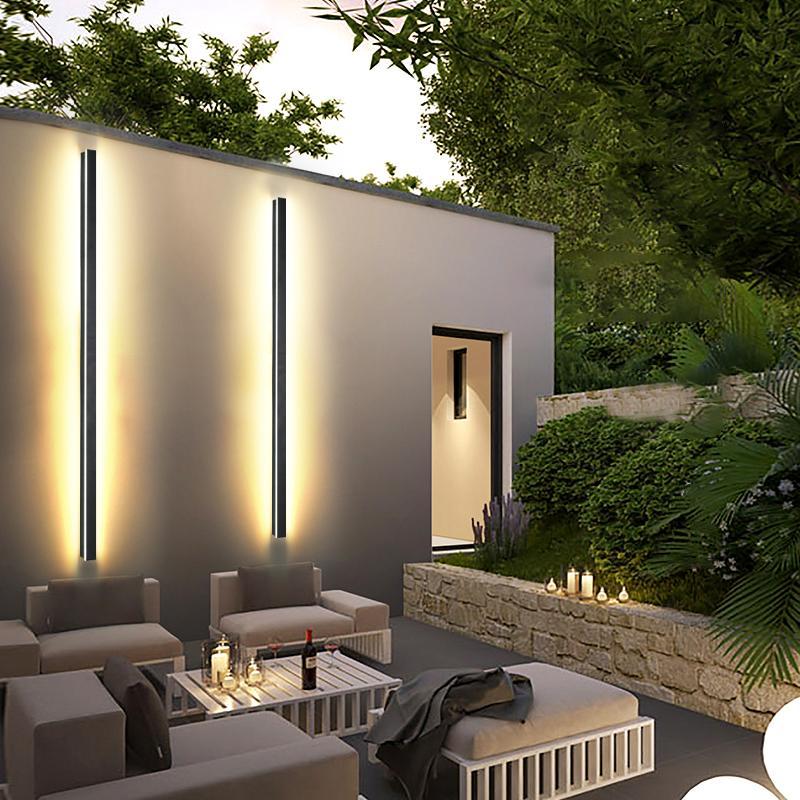Axis Modern Linear Outdoor Wall Sconce | Slim Black Aluminum LED Bar, Waterproof, Dimmable