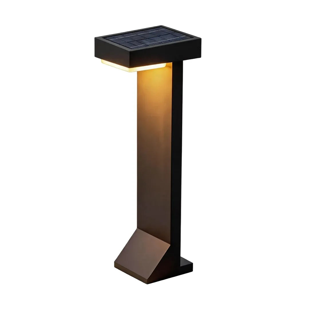 Tessel Modern Outdoor Path Light | Geometric Black Stainless Steel LED Landscape Light, Solar or Hardwired