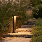 Tessel Modern Outdoor Path Light | Geometric Black Stainless Steel LED Landscape Light, Solar or Hardwired