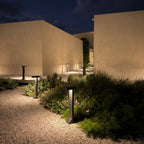 Tessel Modern Outdoor Path Light | Geometric Black Stainless Steel LED Landscape Light, Solar or Hardwired