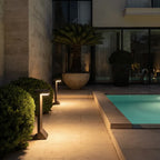 Tessel Modern Outdoor Path Light | Geometric Black Stainless Steel LED Landscape Light, Solar or Hardwired