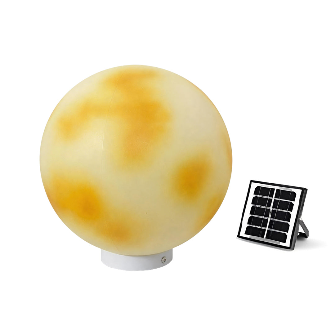 Selene Modern Moon Pillar Light | Round LED Outdoor Gatepost Light, Solar or Hardwired