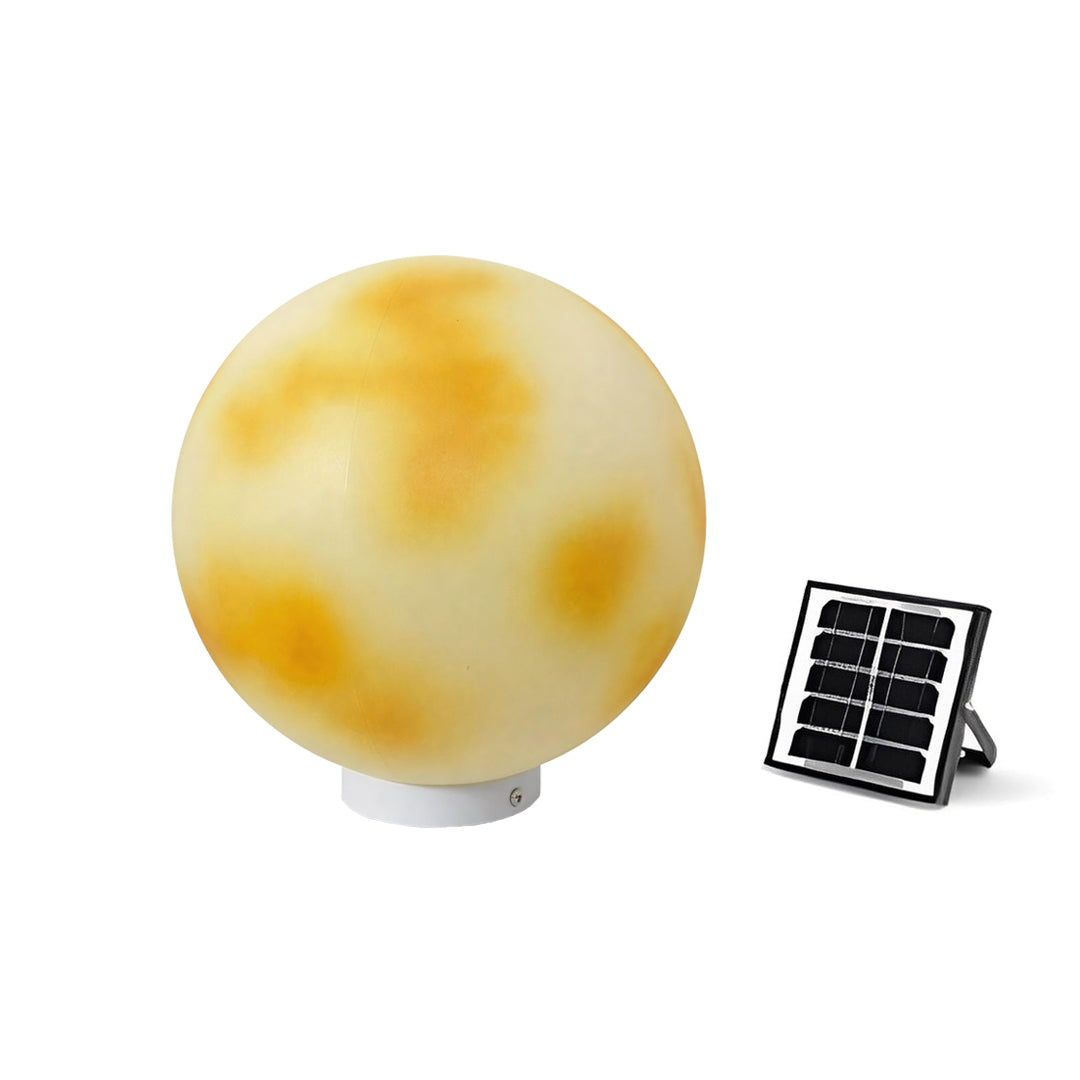 Selene Modern Moon Pillar Light | Round LED Outdoor Gatepost Light, Solar or Hardwired