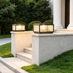 Pharos Modern Solar Pillar Light | Ribbed Glass Outdoor LED Post Light, Solar or Hardwired