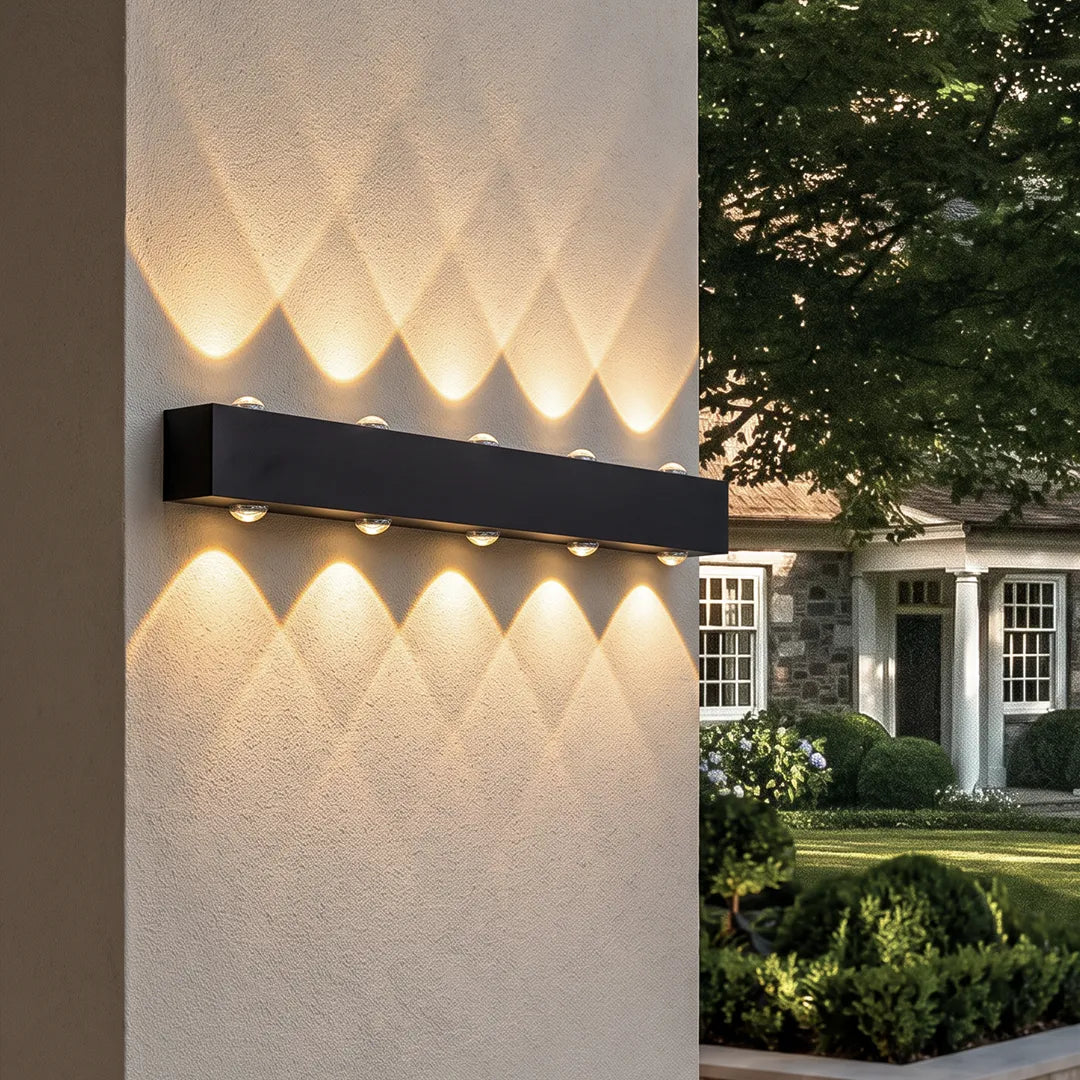 Duet Modern Up Down Outdoor Wall Light | Black Aluminum Linear LED Wall Sconce, Waterproof