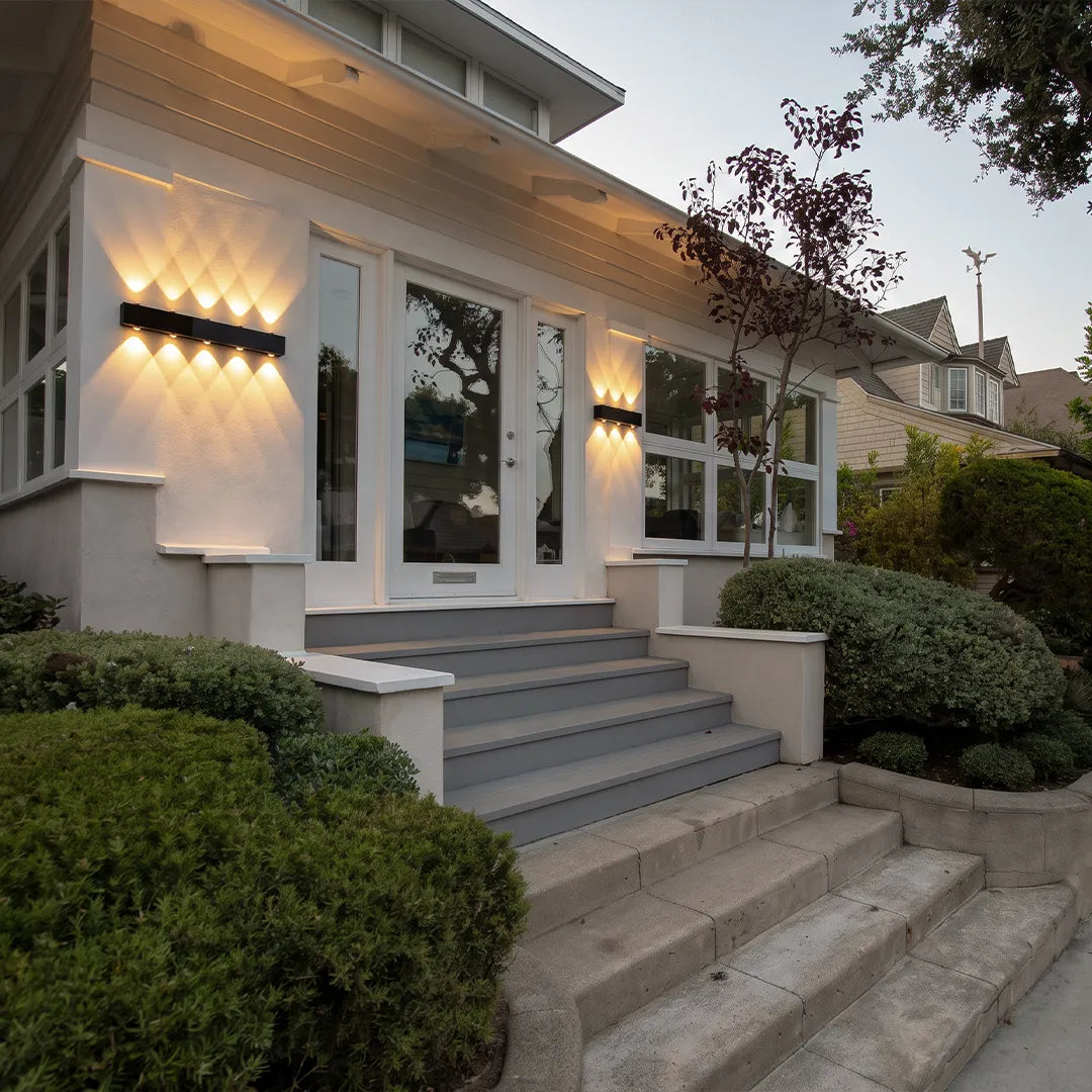 Duet Modern Up Down Outdoor Wall Light | Black Aluminum Linear LED Wall Sconce, Waterproof