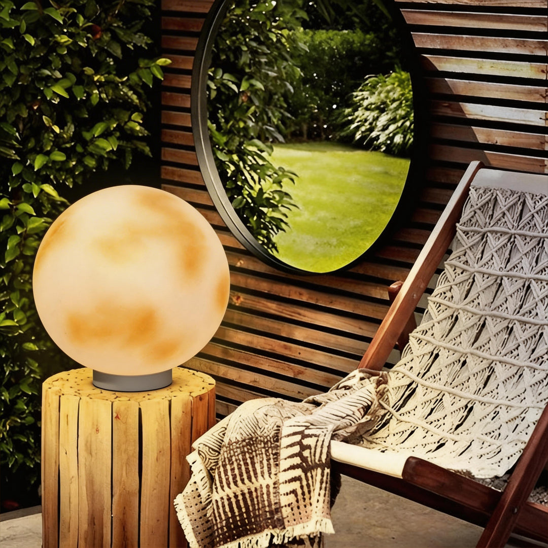 Selene Modern Moon Pillar Light | Round LED Outdoor Gatepost Light, Solar or Hardwired