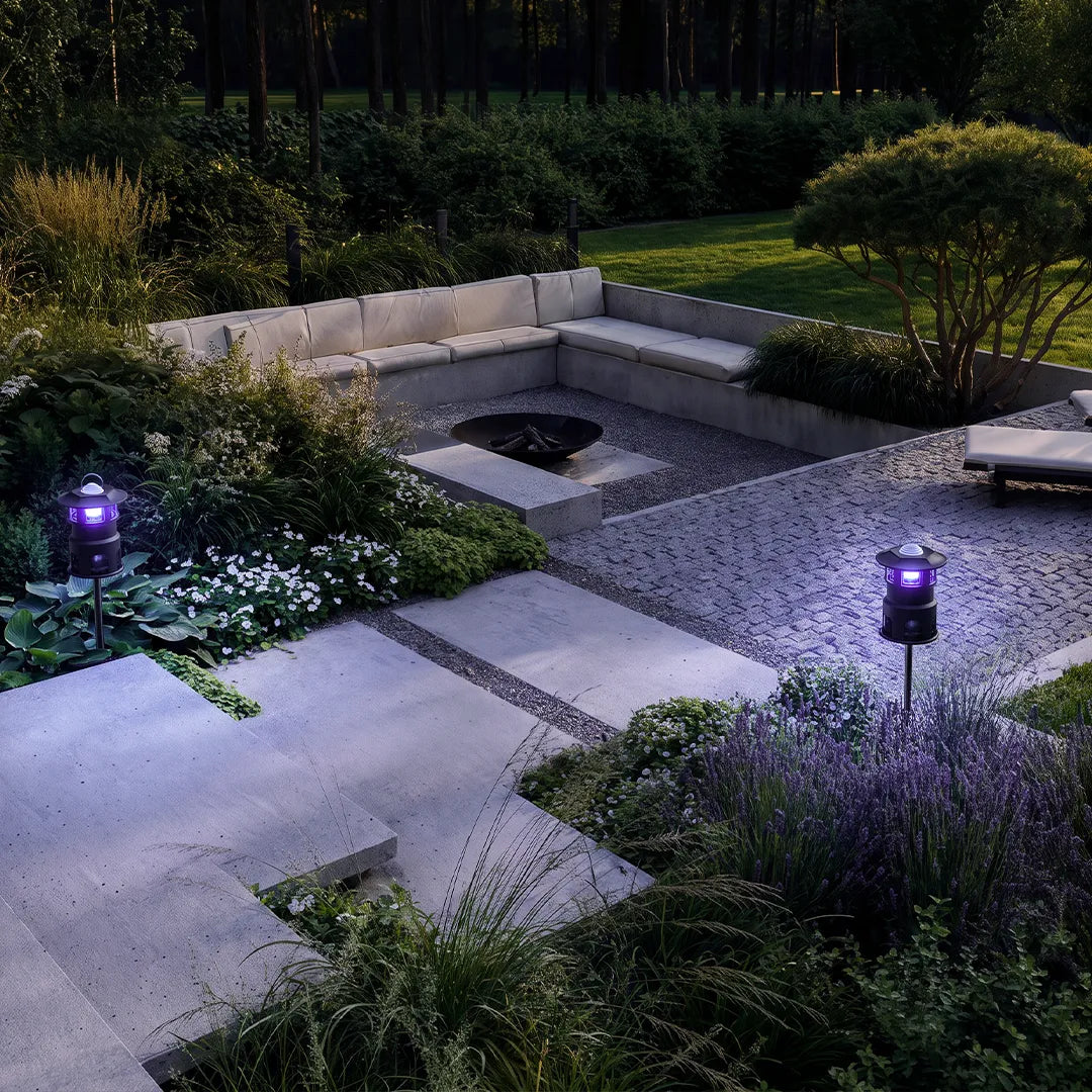 Nox Mosquito Trap Path Light | Purple LED Outdoor Garden Lantern, Black, Waterproof
