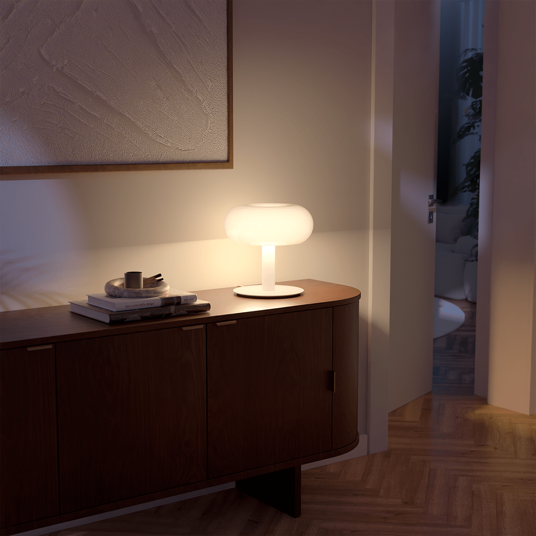 Fungo Mid-Century Mushroom Table Lamp | Dimmable LED Hand-Blown Glass Lamp with Touch Control