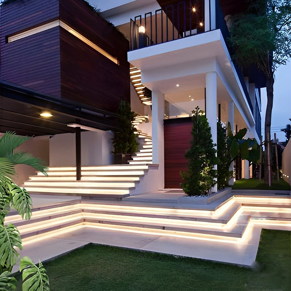 Stairline Recessed LED Strip Lights Outdoor | Under-Tread Stair and Deck Lighting, Waterproof Flexible Strip