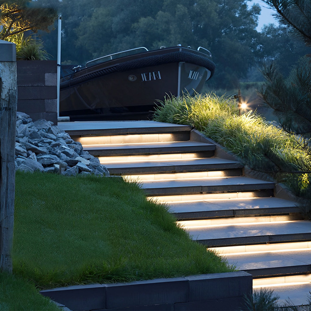 Stairline Recessed LED Strip Lights Outdoor | Under-Tread Stair and Deck Lighting, Waterproof Flexible Strip
