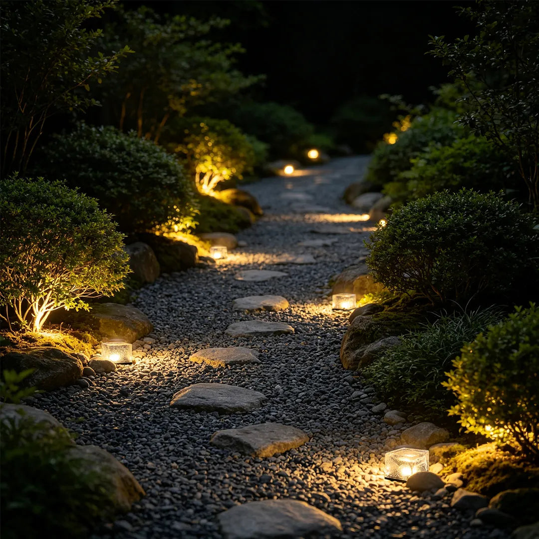 Glacier Solar Step Lights Outdoor | Ice Cube Crystal-Look LED Stair and Deck Lights, Waterproof