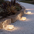 Glacier Solar Step Lights Outdoor | Ice Cube Crystal-Look LED Stair and Deck Lights, Waterproof