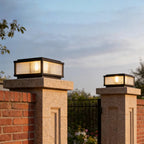 Pharos Modern Solar Pillar Light | Ribbed Glass Outdoor LED Post Light, Solar or Hardwired