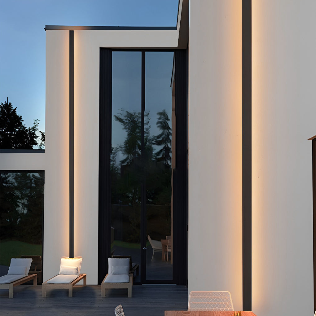 Linea Modern Outdoor Linear Wall Light | Slim Black LED Bar Wall Sconce, Waterproof, RGB or 3-Step