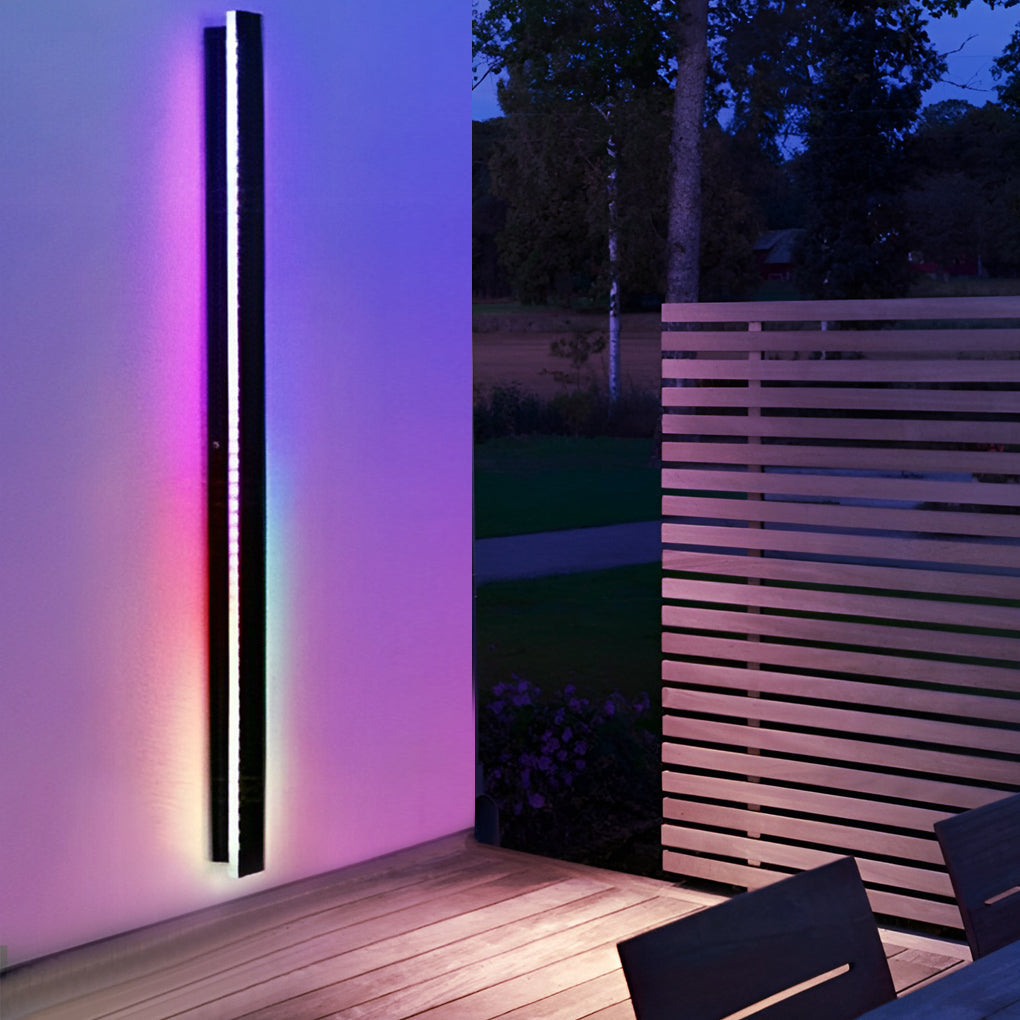 Linea Modern Outdoor Linear Wall Light | Slim Black LED Bar Wall Sconce, Waterproof, RGB or 3-Step