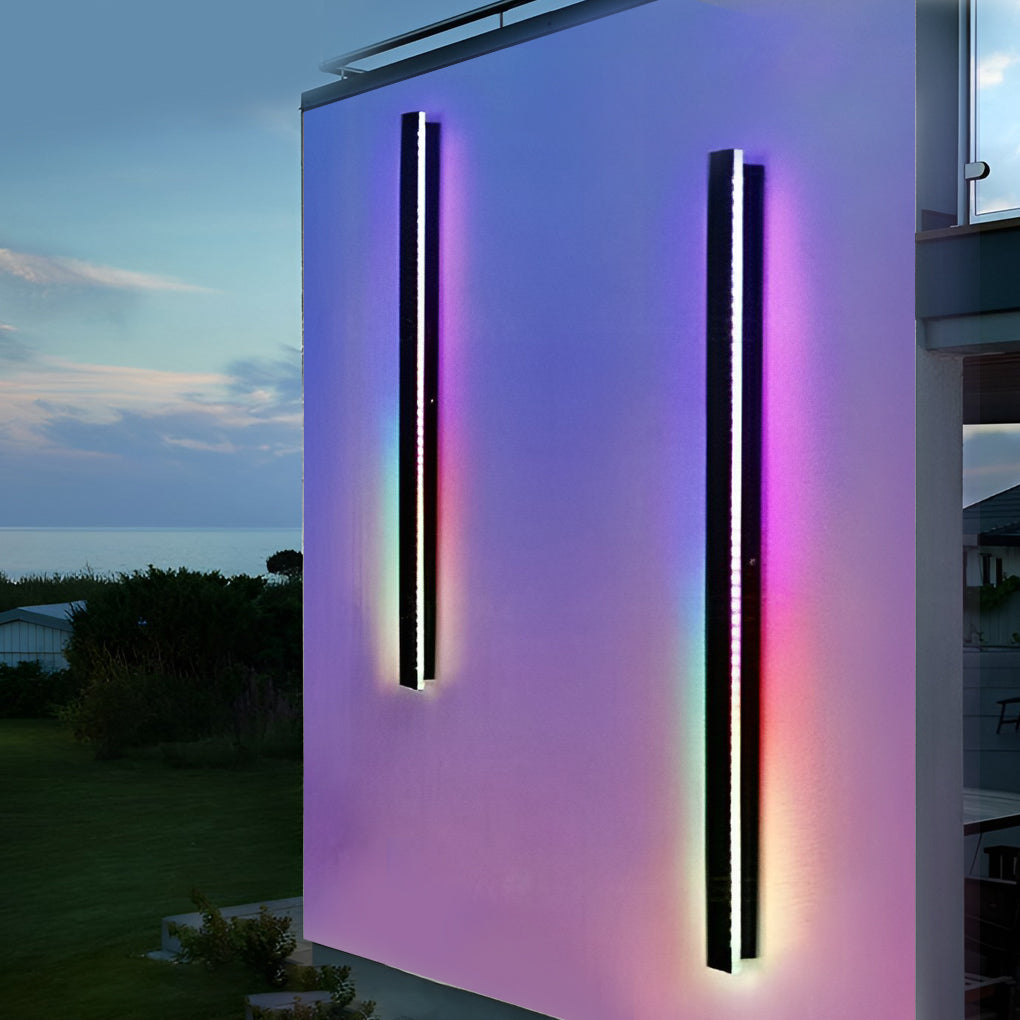 Linea Modern Outdoor Linear Wall Light | Slim Black LED Bar Wall Sconce, Waterproof, RGB or 3-Step