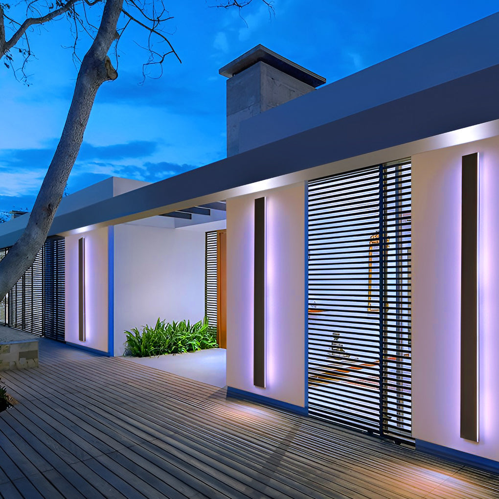 Linea Modern Outdoor Linear Wall Light | Slim Black LED Bar Wall Sconce, Waterproof, RGB or 3-Step