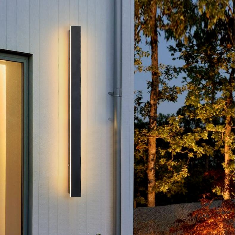 Linea Modern Outdoor Linear Wall Light | Slim Black LED Bar Wall Sconce, Waterproof, RGB or 3-Step