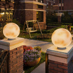 Selene Modern Moon Pillar Light | Round LED Outdoor Gatepost Light, Solar or Hardwired