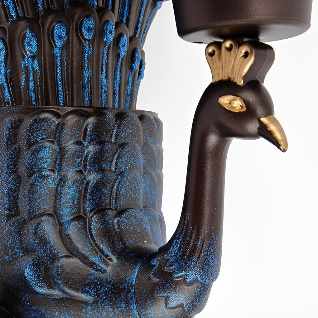 Pavo Retro Peacock Wall Sconce | Die-Cast Aluminum Outdoor Wall Light with Hand-Painted Glass