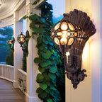 Pavo Retro Peacock Wall Sconce | Die-Cast Aluminum Outdoor Wall Light with Hand-Painted Glass