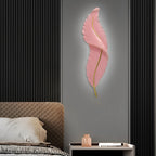 Plume Sculptural Feather Wall Light | Modern LED Wall Sconce in White, Blue or Pink Resin