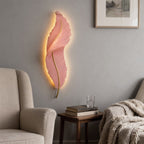 Plume Sculptural Feather Wall Light | Modern LED Wall Sconce in White, Blue or Pink Resin