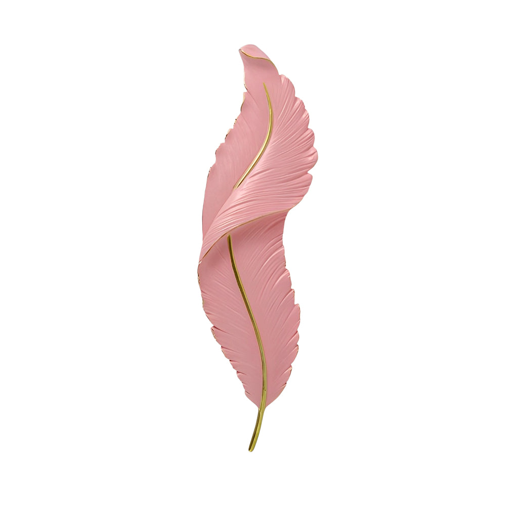 Plume Sculptural Feather Wall Light | Modern LED Wall Sconce in White, Blue or Pink Resin