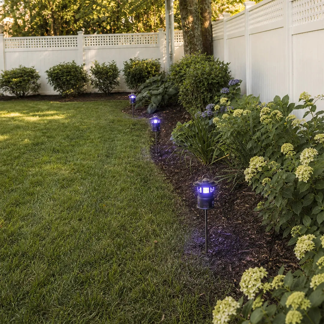 Nox Mosquito Trap Path Light | Purple LED Outdoor Garden Lantern, Black, Waterproof