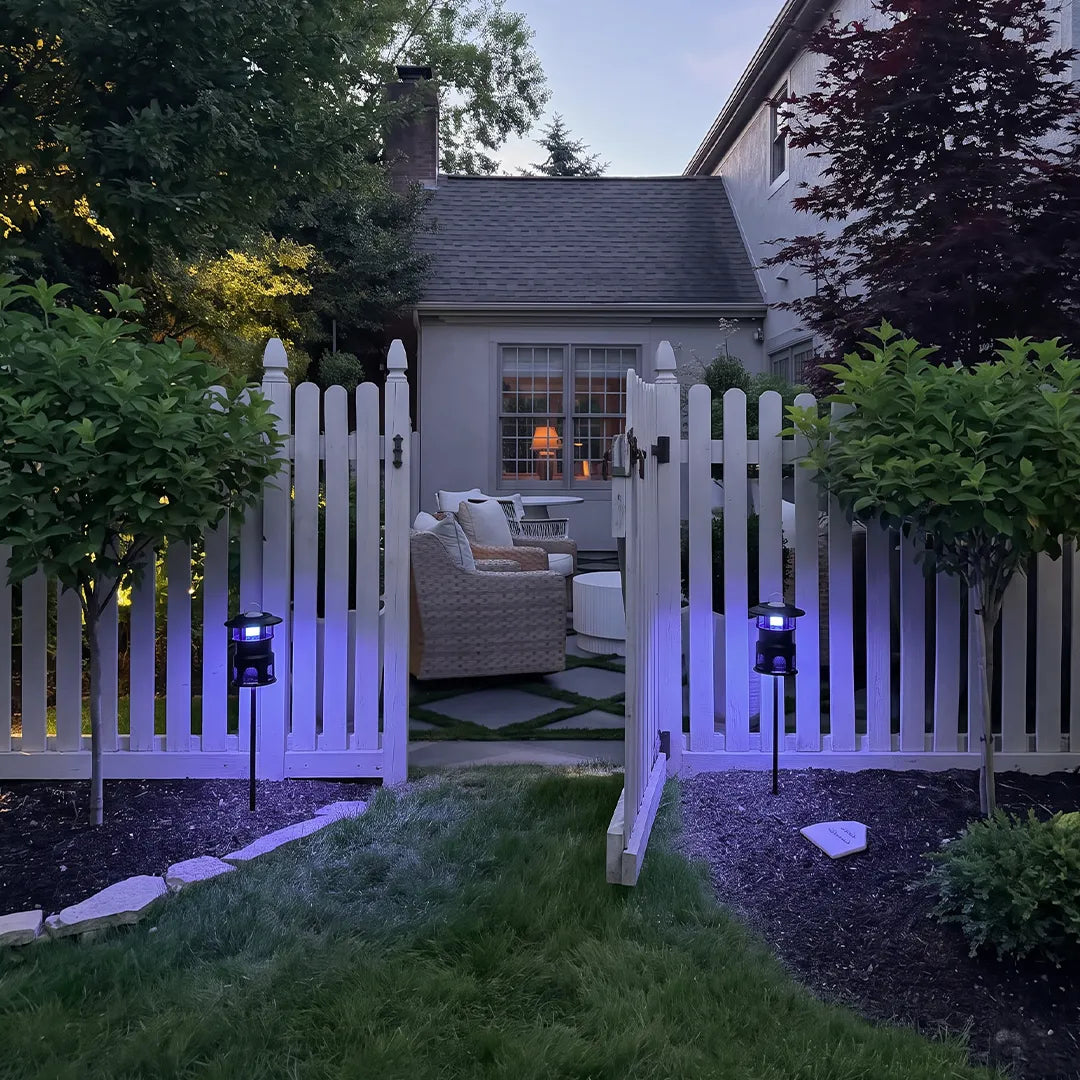 Nox Mosquito Trap Path Light | Purple LED Outdoor Garden Lantern, Black, Waterproof