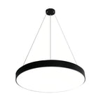 Halo Minimalist Round Pendant Light | Black or White Metal Ring LED Chandelier for Kitchen and Office