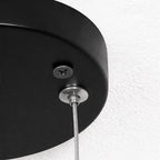 Halo Minimalist Round Pendant Light | Black or White Metal Ring LED Chandelier for Kitchen and Office
