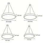 Halo Minimalist Round Pendant Light | Black or White Metal Ring LED Chandelier for Kitchen and Office