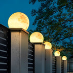 Selene Modern Moon Pillar Light | Round LED Outdoor Gatepost Light, Solar or Hardwired