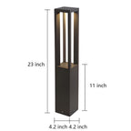 Sentry Modern Outdoor Bollard Light | Black Die-Cast Aluminum Four-Beam LED Garden Path Light