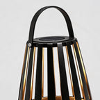 Ember Portable Solar Lantern | Black Stainless Steel Outdoor LED Light for Patio, Deck and Garden