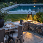 Ember Portable Solar Lantern | Black Stainless Steel Outdoor LED Light for Patio, Deck and Garden