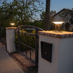 Ridge Modern Gate Pillar Light | Low-Profile Black Aluminum LED Outdoor Post Light, Solar or Hardwired